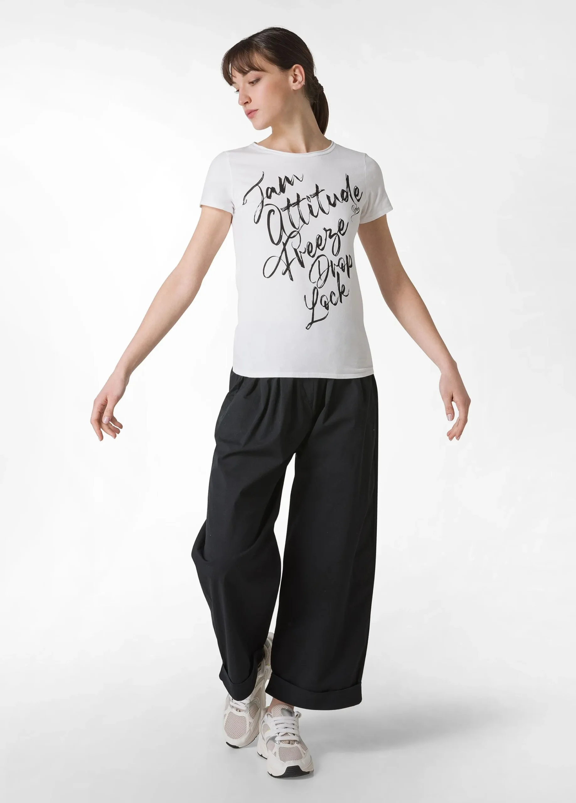 Store T-Shirt Stretch Leggera Con Grafica Bianco Donna Top & T-Shirts