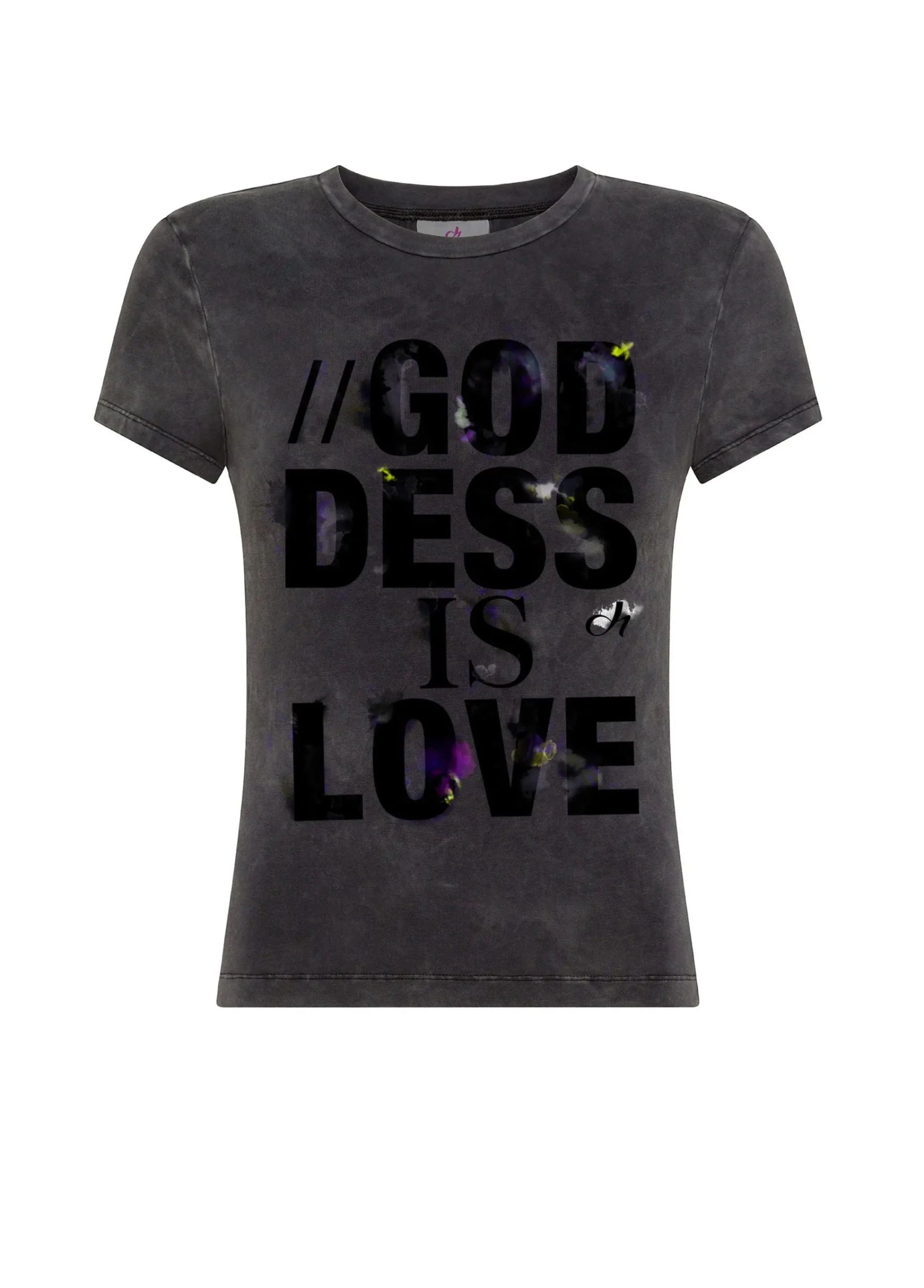 Sale T-Shirt Stretch Marmorizzata Con Grafica Nero Donna Top & T-Shirts