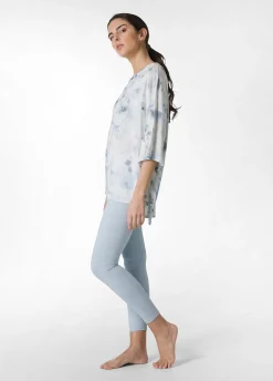 Store T-Shirt Yoga Maxi Stampata Blu Donna Top & T-Shirts