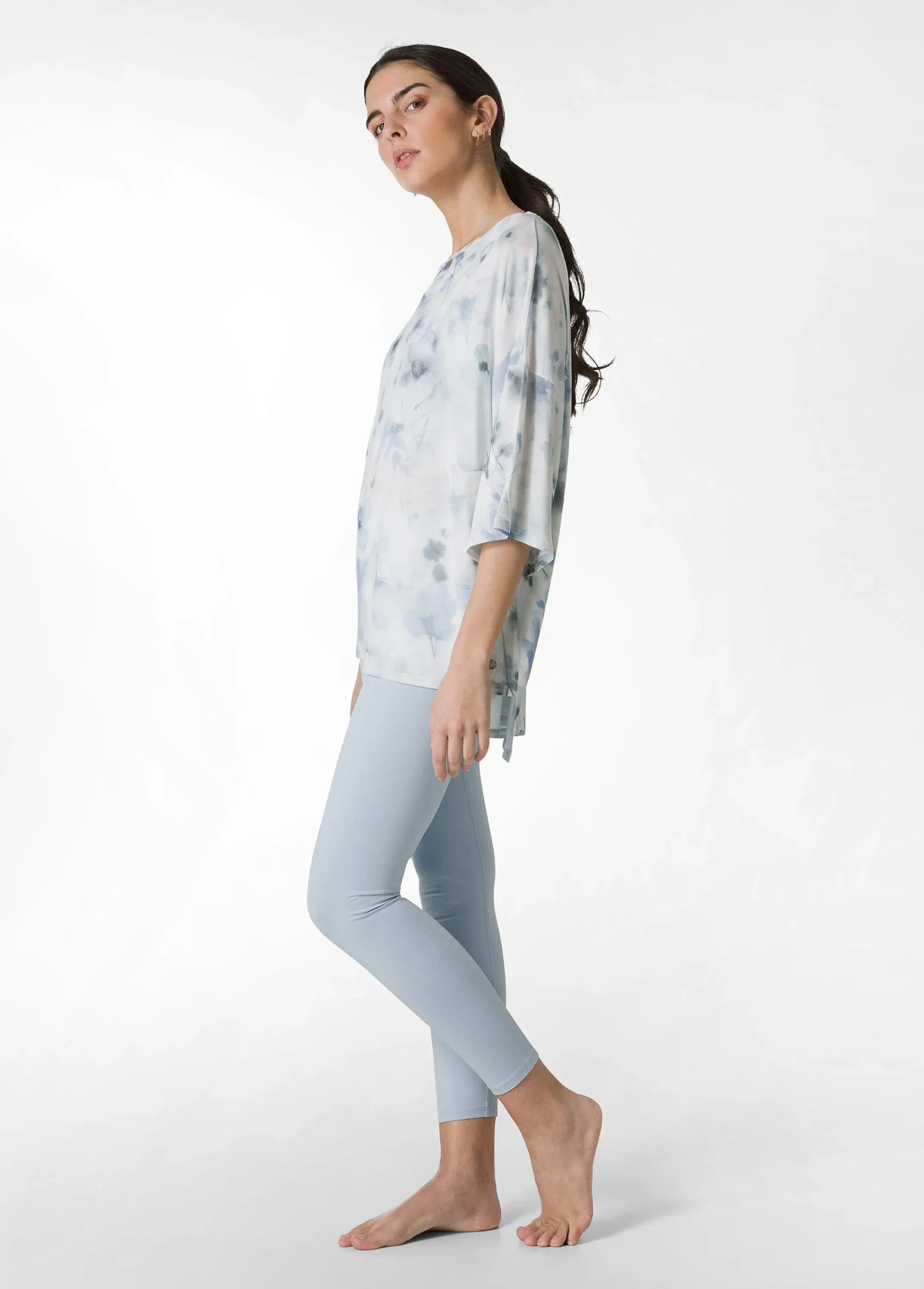 Store T-Shirt Yoga Maxi Stampata Blu Donna Top & T-Shirts