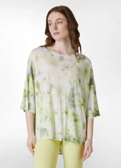 Hot T-Shirt Yoga Maxi Stampata Verde Donna Top & T-Shirts