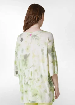 Hot T-Shirt Yoga Maxi Stampata Verde Donna Top & T-Shirts