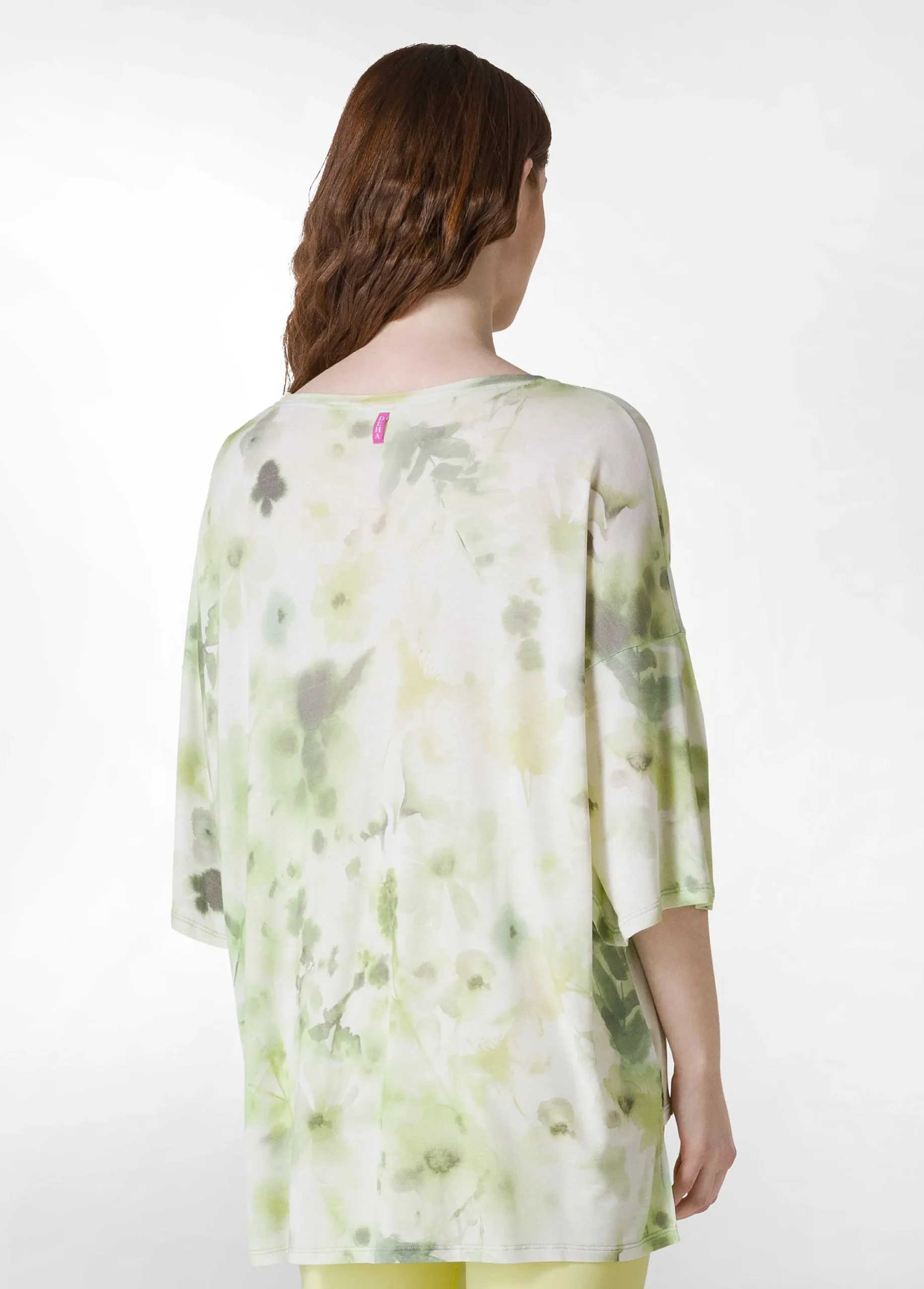 Hot T-Shirt Yoga Maxi Stampata Verde Donna Top & T-Shirts