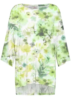 Hot T-Shirt Yoga Maxi Stampata Verde Donna Top & T-Shirts