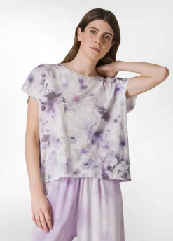 Cheap T-Shirt Yoga Stampata In Jersey Fiammato Viola Donna Top & T-Shirts