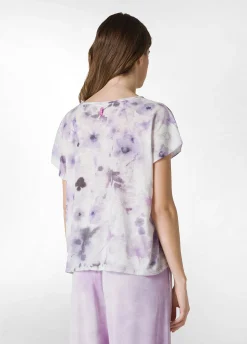 Cheap T-Shirt Yoga Stampata In Jersey Fiammato Viola Donna Top & T-Shirts