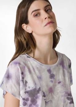 Cheap T-Shirt Yoga Stampata In Jersey Fiammato Viola Donna Top & T-Shirts