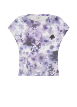 Cheap T-Shirt Yoga Stampata In Jersey Fiammato Viola Donna Top & T-Shirts