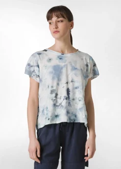 Flash Sale T-Shirt Yoga Stampata In Jersey Fiammato Blu Donna Top & T-Shirts