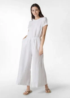 Online Tuta Intera In Lino Bianco Donna Vestiti, Gonne E Tute