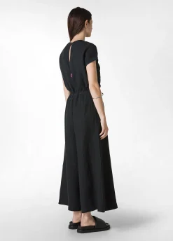 Best Sale Tuta Intera In Lino Nero Donna Vestiti, Gonne E Tute