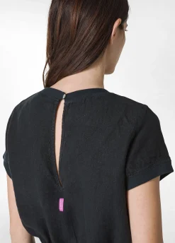 Best Sale Tuta Intera In Lino Nero Donna Vestiti, Gonne E Tute