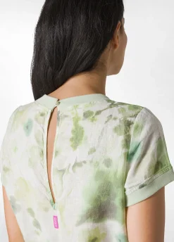 Cheap Tuta Intera In Lino Stampata Verde Donna Vestiti, Gonne E Tute